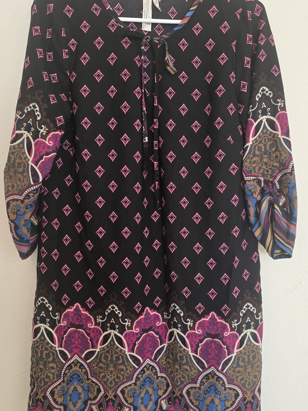 PINK OWL Bohemian 3/4-Sleeve Patterned Mini Dress